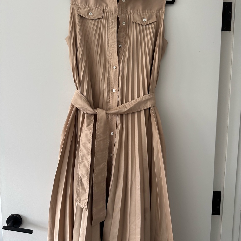 Elie Tahari Tan Pleated Dress